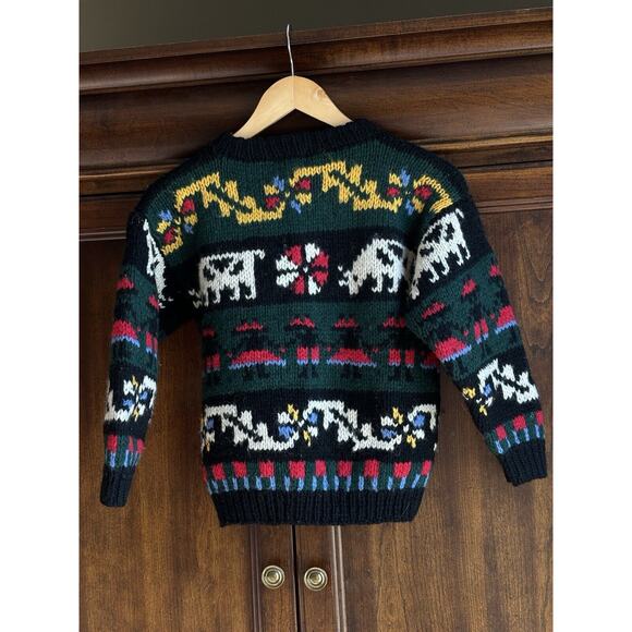 90s GAP S Fair Isle Chunky Knit Sweater Shetland Wool Peruvian Print 32” Chest - Picture 2 of 7